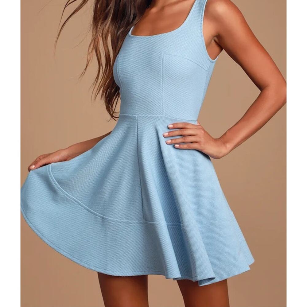 Lulus Home Before Daylight Blue Mini Dress Small